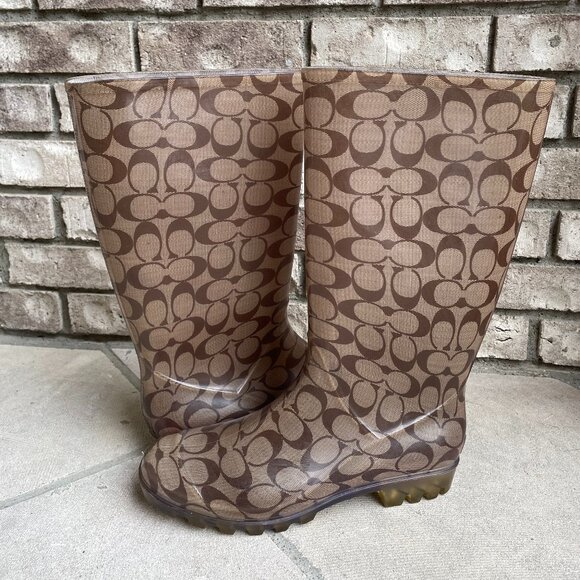 COACH SIGNATURE C LOGO RAIN BOOT 10 Women's Outdoor Boot - Picture 1 of 13